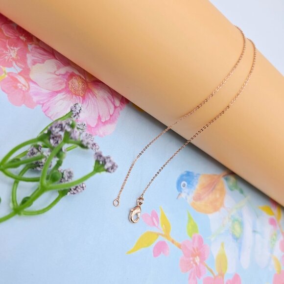 "Delicate Rose Gold Chain Necklace, 18 Inch, Gold Plated Over Brass, XPNL0099 - Picture 6 of 12